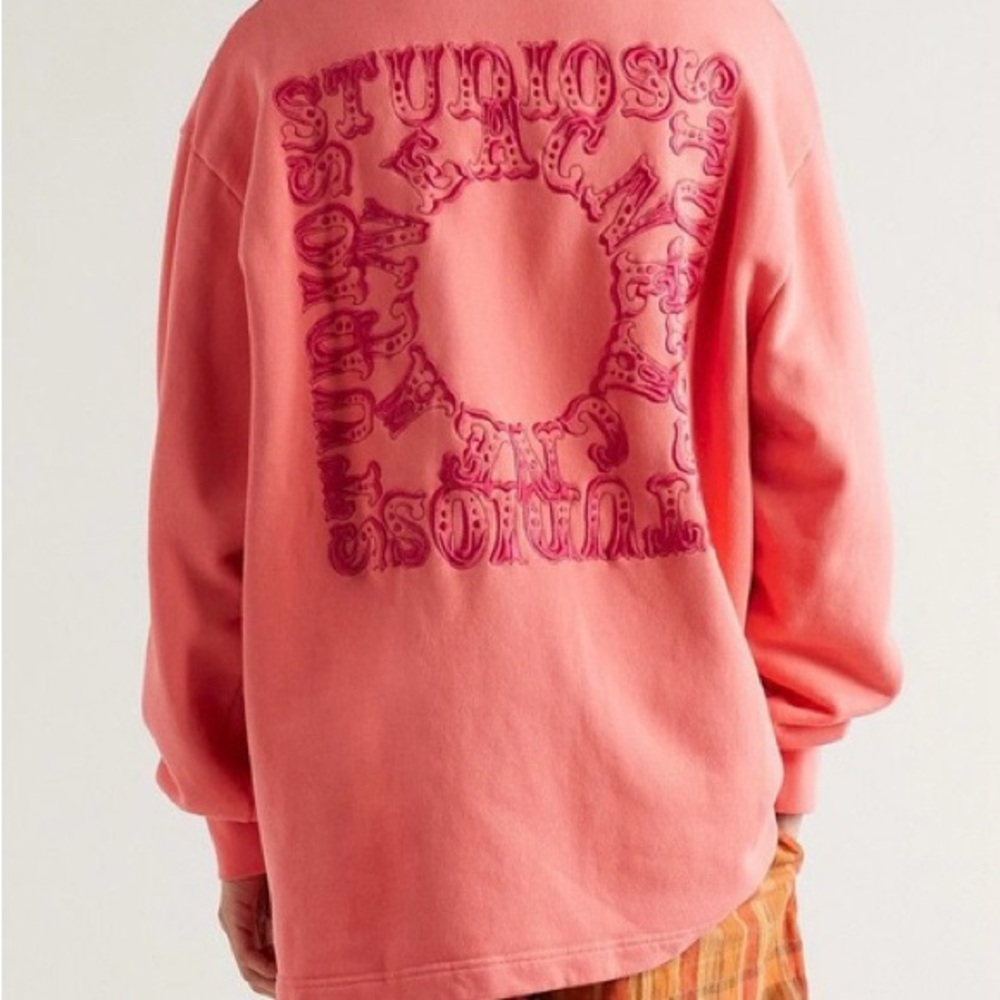 Acne Studios pink embroidered crew neck sweater